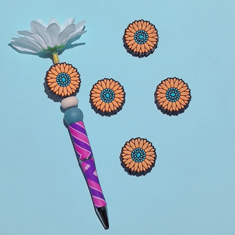 Wholesale new sunflower silicone cartoon beads 10pcs/pack